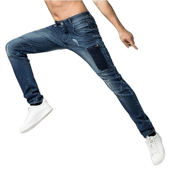 ZLZ distressed skinny fit mens jeans - Picture 3 of 7